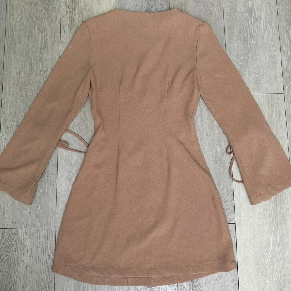 The Fifth Label beige Jeanne mini dress bell long sleeve button down‎ size small